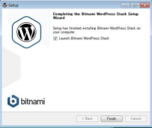 bitnamiインストール完了フィニッシュを押す