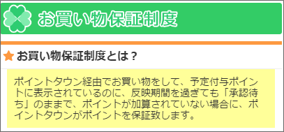 ポイントタウン買い物保証制度