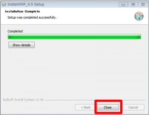 InstantWordPressインストーラ終了